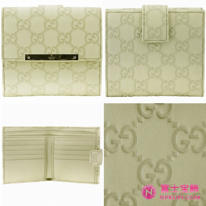GUCCI/グッチ METAL BARグッチシマGG柄メタルプレート付き2つ折り財布 112664 A0V1G 9022 